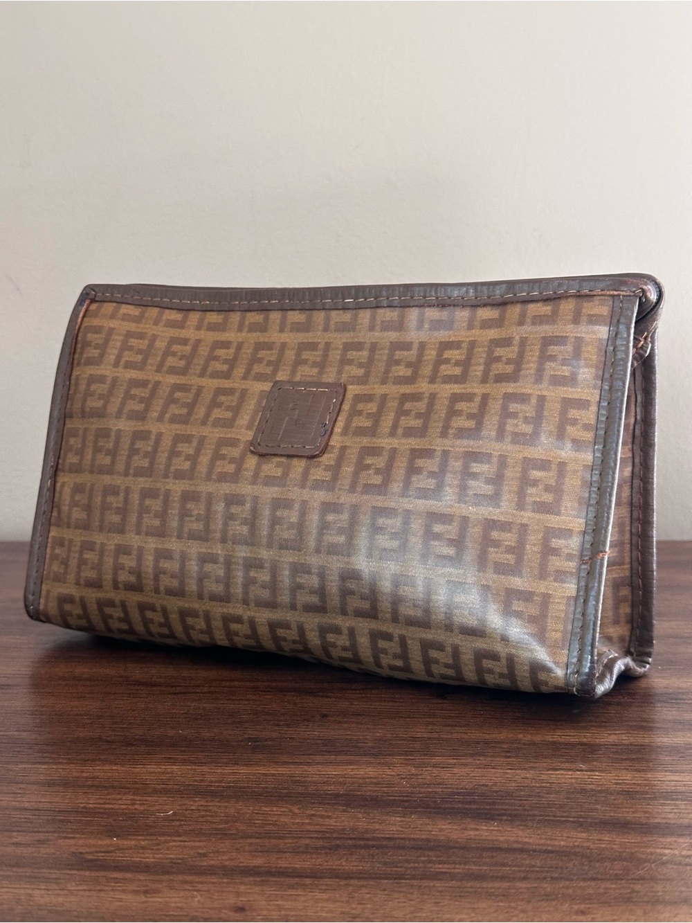 Fendi Dark Brown Zucca Vintage Clutch